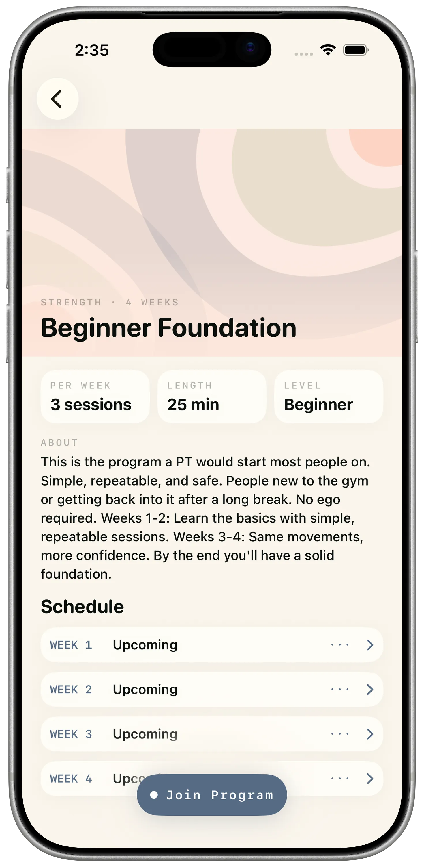 Reboot multi-week program detail